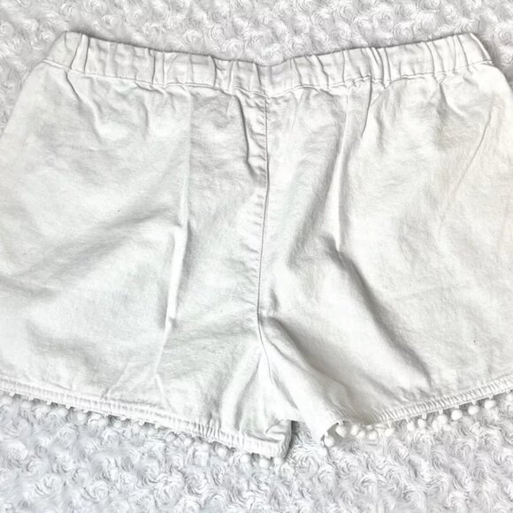 J Crew Shorts Women M Linen Cotton Pom Pom Fringe Pocket Elastic Drawstring - Picture 2 of 5